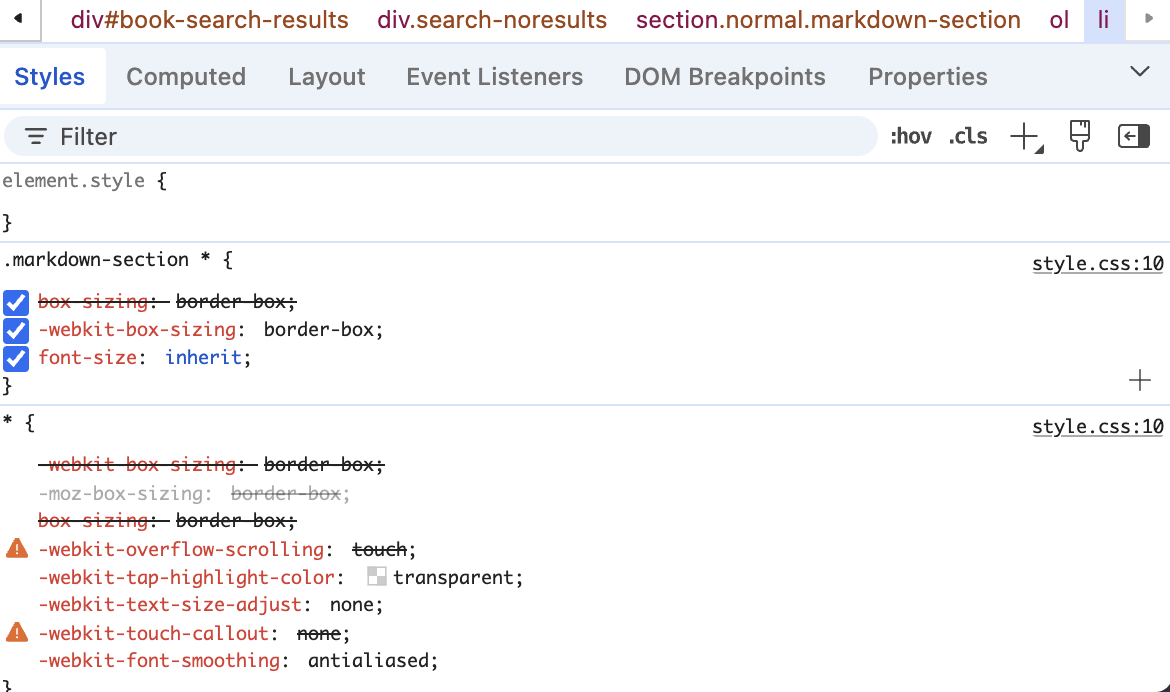 devtools css